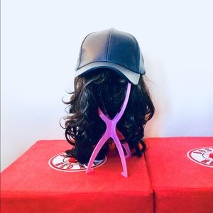 💙Navy blue faux leather baseball cap/ hat. Worn by Men and/or Women